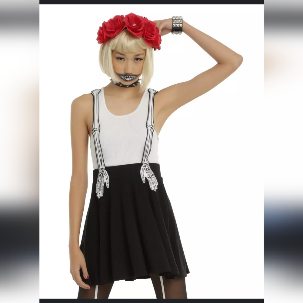 Hot Topic Skeleton Suspender Skirt Medium